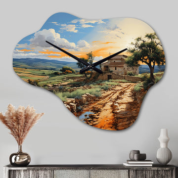 Italy Sicilian Countryside I - Asymmetric Metal Wall Clock